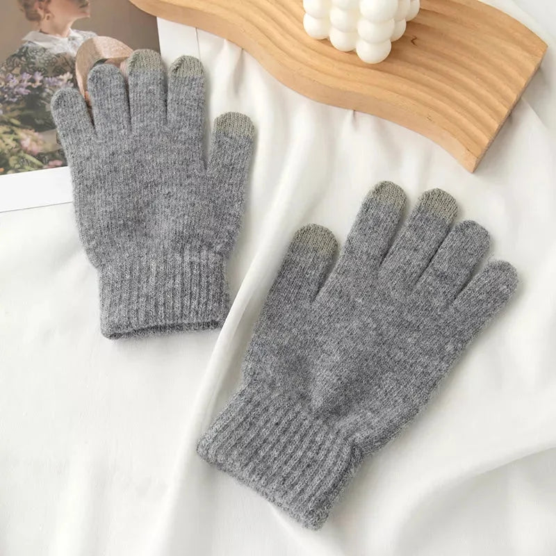 Wool Touchscreen Knit Gloves, Short Cuff - image 3