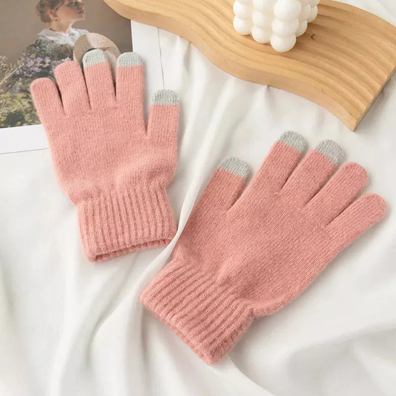 Wool Touchscreen Knit Gloves, Short Cuff - image 4