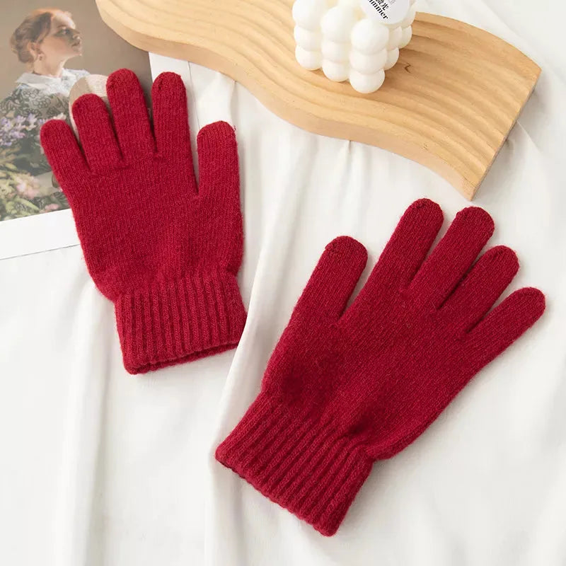 Wool Touchscreen Knit Gloves, Short Cuff - image 5